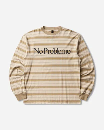 No Problemo Striped Longsleeve T-shirt Sand In Nude