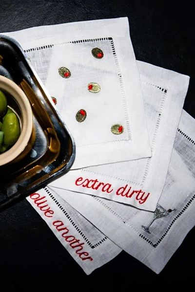 No Reservations Martini Cocktail Napkin Set In Oyster At Urban Outfitters