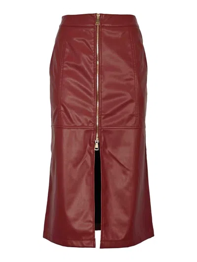 No Secrets Leather-effect Midi Skirt In Burgundy