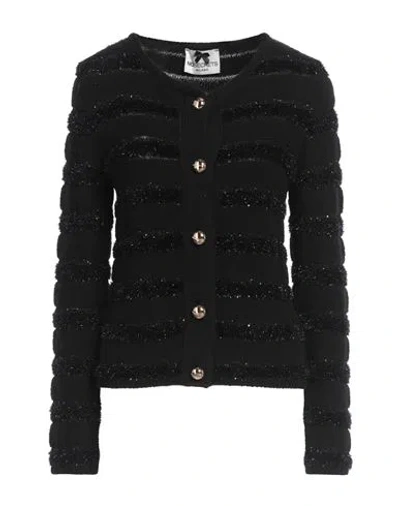 No Secrets Woman Cardigan Black Size 8 Acrylic, Synthetic Fibers, Viscose, Wool, Metal