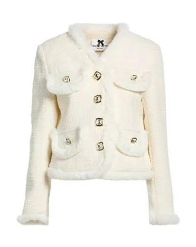 No Secrets Woman Jacket Ivory Size 10 Polyester, Wool In Neutral