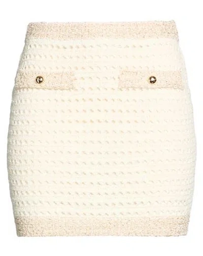 No Secrets Woman Mini Skirt Cream Size 6 Cotton, Polyamide, Polyester In Multi