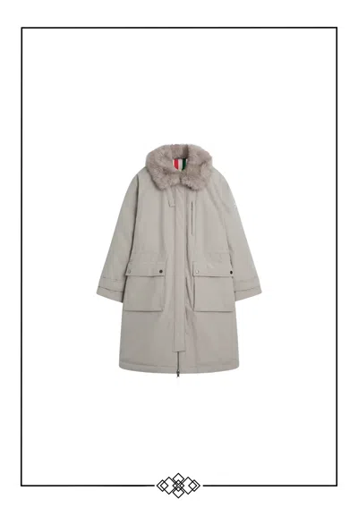 No1 Parka Donna  Neck In Ecopelliccia In Beige