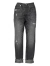 No44 Crossover Distressed Jeans In Black