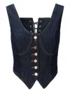 No44 Lace-up Button-fastening Vest In Blue