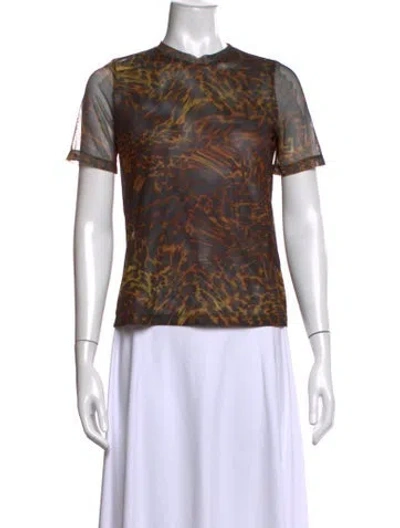 Pre-owned No.6 Animal Print Crew Neck T-shirt In Brown
