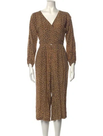 Pre-owned No.6 Animal Print V-neck Jumpsuit In Brown