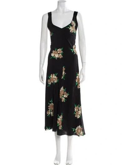 Pre-owned No.6 Floral Print Long Dress In Black