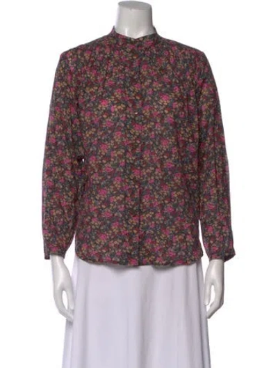 Pre-owned No.6 Floral Print Long Sleeve Blouse In Multi