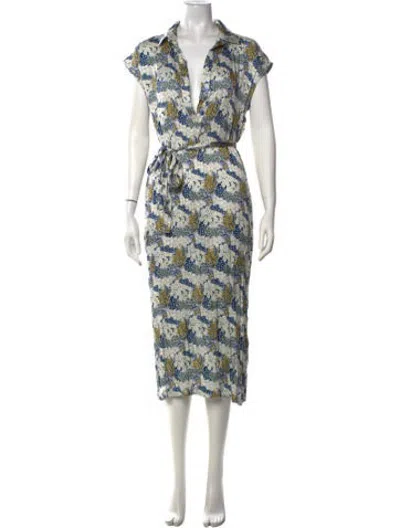 Pre-owned No.6 Floral Print Midi Length Dress In Blue