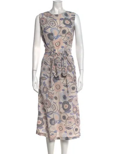 Pre-owned No.6 Floral Print Midi Length Dress In Neutrals