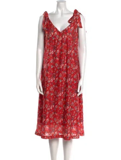 Pre-owned No.6 Floral Print Midi Length Dress In Red