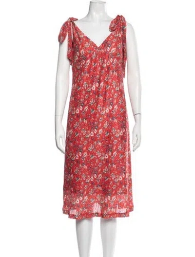 Pre-owned No.6 Floral Print Midi Length Dress In Red