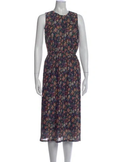 Pre-owned No.6 Floral Print Midi Length Dress W/ Tags In Blue