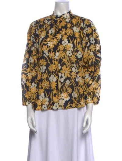 Pre-owned No.6 Floral Print Mock Neck Blouse In Multi