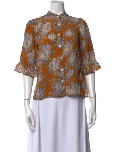 Pre-owned No.6 Floral Print Three-quarter Sleeve Blouse In Multicolor