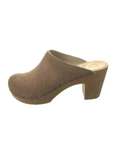 Pre-owned No.6 Fur Mules In Brown