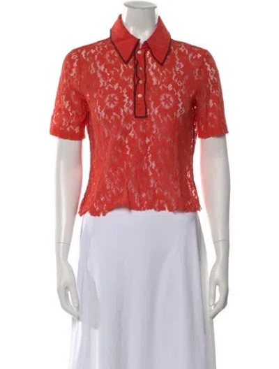 Pre-owned No.6 Lace Pattern Short Sleeve Polo In Orange