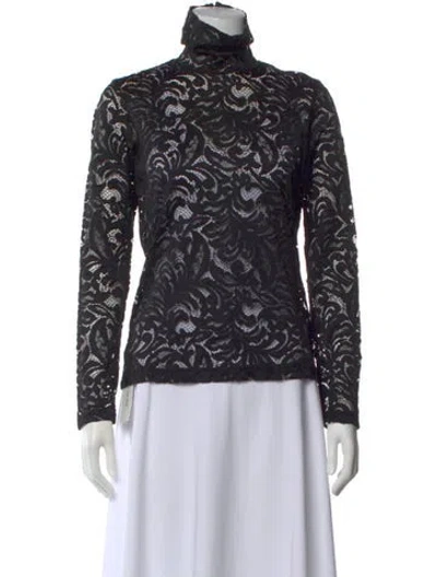 Pre-owned No.6 Lace Pattern Turtleneck Top In Black