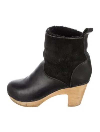 Pre-owned No.6 Leather Fur Trim Boots In Black