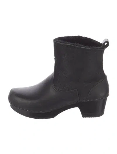 Pre-owned No.6 Leather Fur Trim Boots In Black