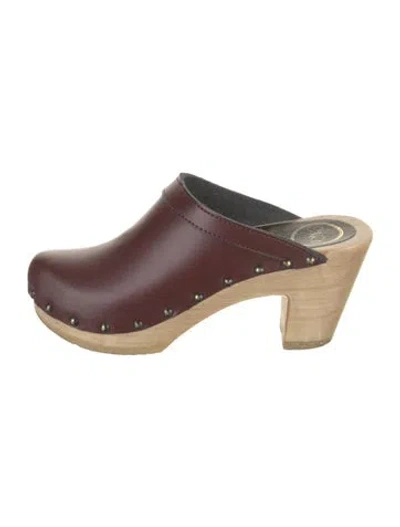 Pre-owned No.6 Leather Mules In Burgundy