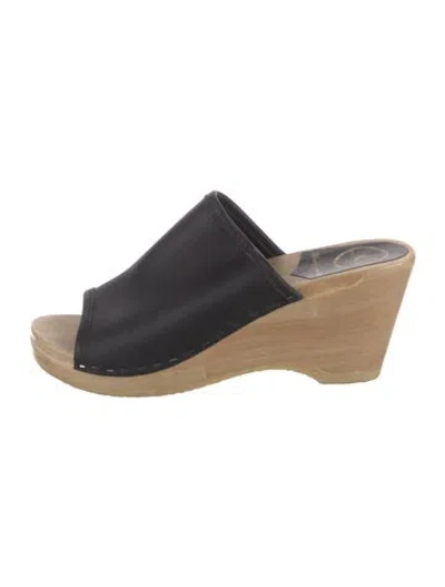 Pre-owned No.6 Leather Slides In Black