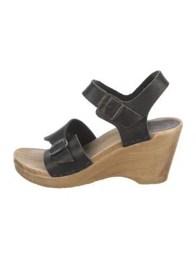 Pre-owned No.6 Leather Slingback Sandals In Black