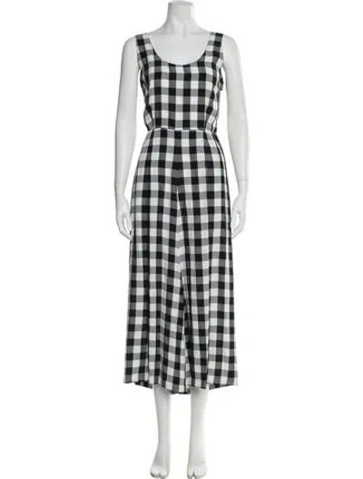 Pre-owned No.6 Linen Plaid Print Jumpsuit In Multi