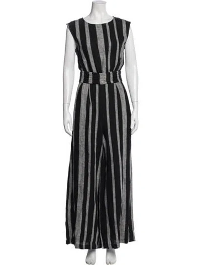 Pre-owned No.6 Linen Striped Jumpsuit In Black