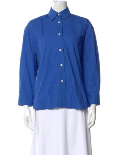 Pre-owned No.6 Long Sleeve Button-up Top In Blue