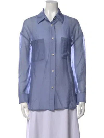 Pre-owned No.6 Long Sleeve Button-up Top In Blue