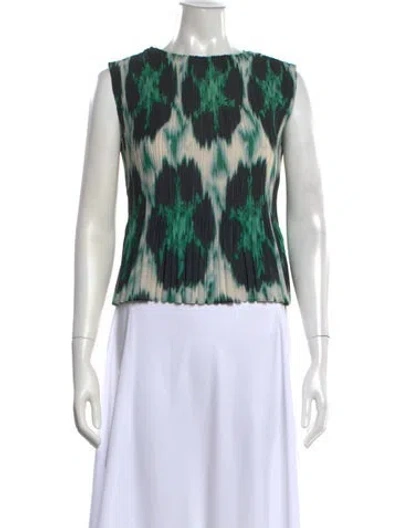 Pre-owned No.6 Patterned Crew Neck Top In Green