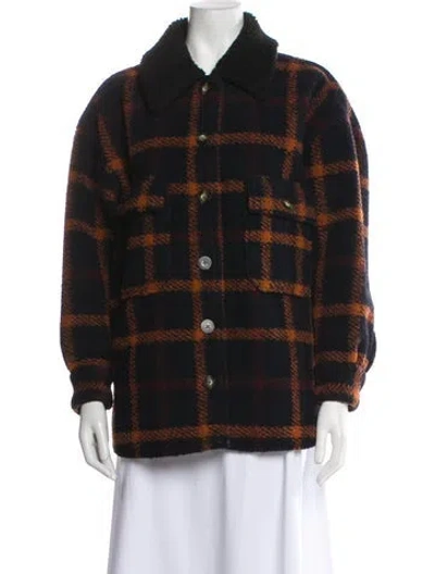 Pre-owned No.6 Plaid Print Coat In Black