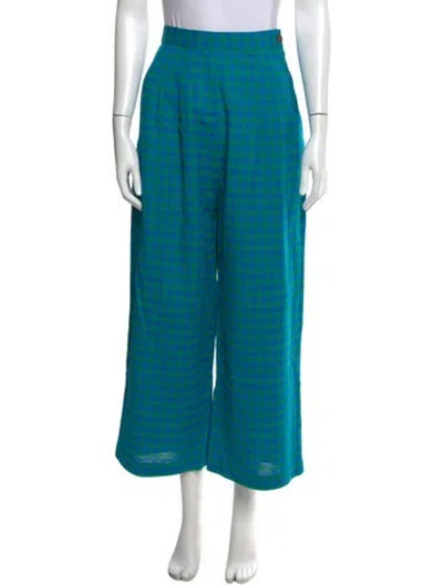 Pre-owned No.6 Plaid Print Wide Leg Pants In Blue
