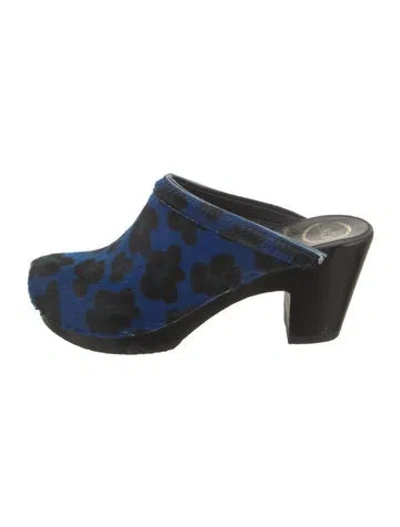 Pre-owned No.6 Ponyhair Animal Print Mules In Blue