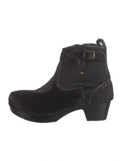 Pre-owned No.6 Ponyhair Leather Trim Embellishment Boots In Black