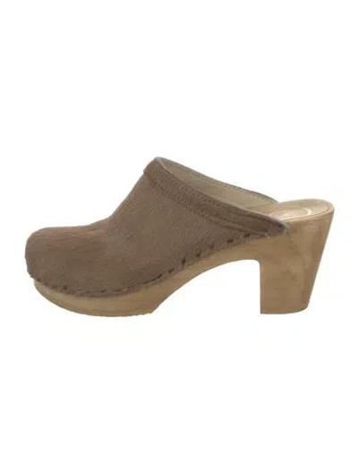 Pre-owned No.6 Ponyhair Mules In Brown