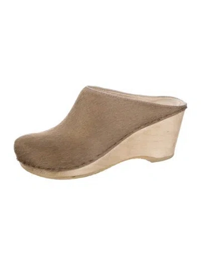Pre-owned No.6 Ponyhair Mules In Brown