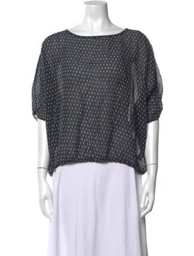 Pre-owned No.6 Printed Bateau Neckline Blouse In Blue
