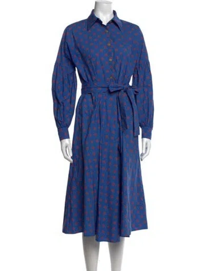 Pre-owned No.6 Printed Midi Length Dress In Blue