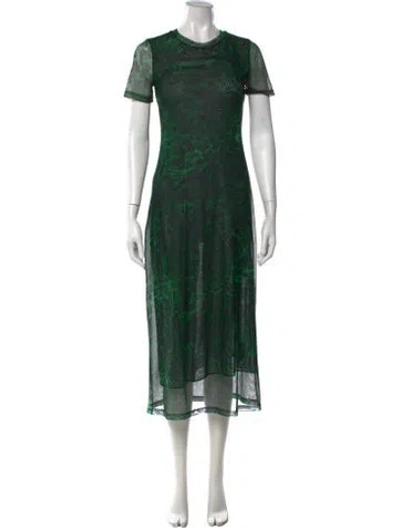 Pre-owned No.6 Printed Midi Length Dress In Green