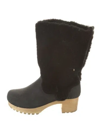 Pre-owned No.6 Shearling Faux Fur Trim Boots In Black