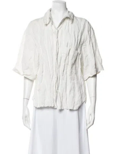Pre-owned No.6 Short Sleeve Button-up Top In White