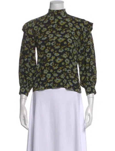 Pre-owned No.6 Silk Floral Print Blouse In Green