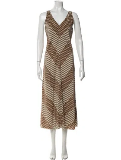 Pre-owned No.6 Silk Long Dress In Brown