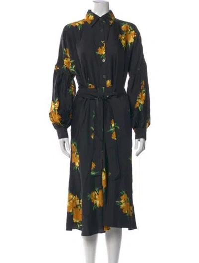 Pre-owned No.6 Silk Midi Length Dress In Black