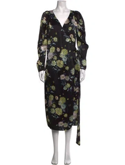 Pre-owned No.6 Silk Midi Length Dress In Black