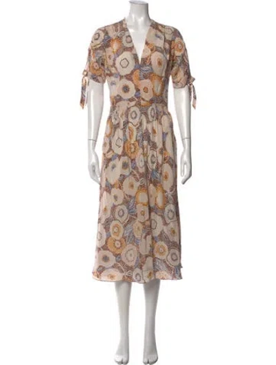 Pre-owned No.6 Silk Midi Length Dress In Neutrals