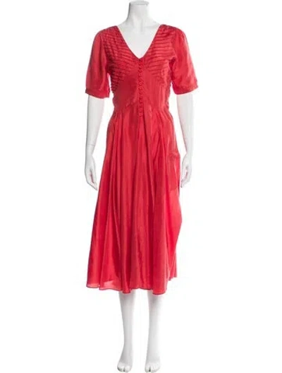 Pre-owned No.6 Silk Midi Length Dress In Red